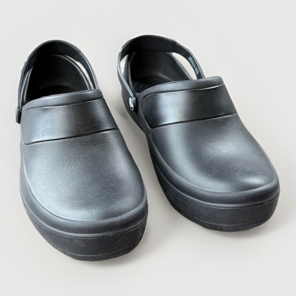 Crocs Women's Mercy Work Clogs Black Slip Resistant Nurse Chef Shoes Size 10 - Picture 2 of 7